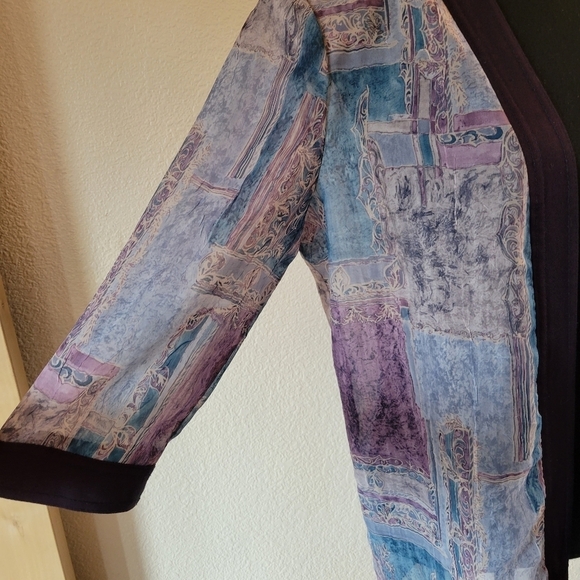 VTG LADY CAROL PETITES  Purple Blue Open Front Cardigan Sheer - Picture 3 of 10